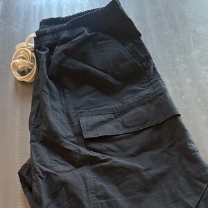 Black Cargo Lounge Pants with Drawstring